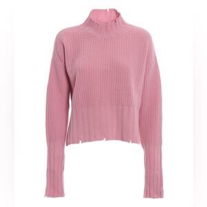 MSGM Milano Pink Knit Distressed Wool Sweater Medium